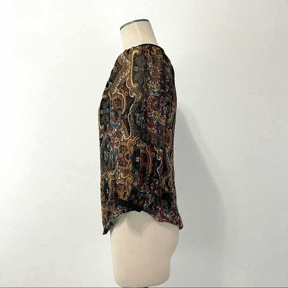 Anthropologie- Meadow Rue Multi Metallic Paisley Blouse Size XS_3